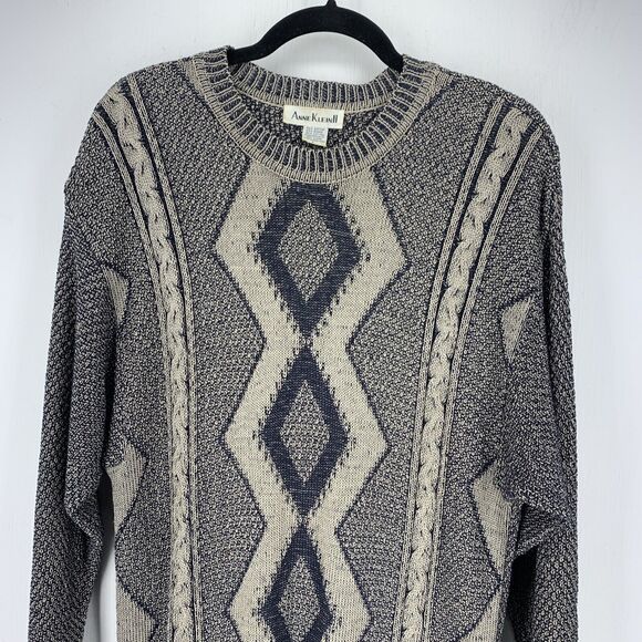 Vtg Anne Klein Womens Large Tunic Pullover Sweater Cable knit Grandpa 90’s Dress - Picture 3 of 7